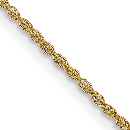 14K Yellow Gold 14 Inch 1.1mm Baby Rope With Spring Ring Clasp Chain