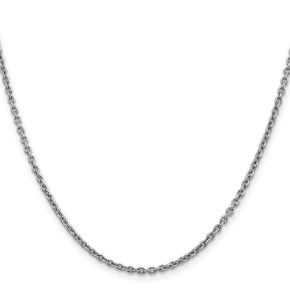 14K White Gold 2.2mm Forzantine Cable With Lobster Clasp Chain Necklace