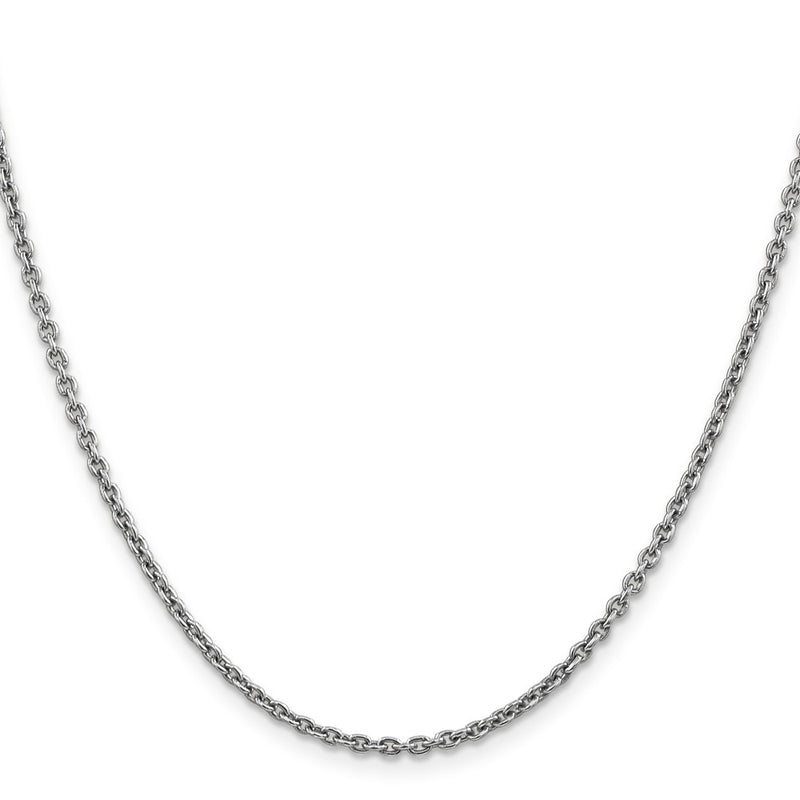 14K White Gold 2.2mm Forzantine Cable With Lobster Clasp Chain Necklace