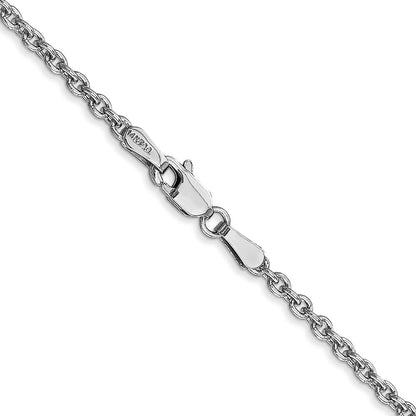 14K White Gold 2.2mm Forzantine Cable With Lobster Clasp Chain Necklace