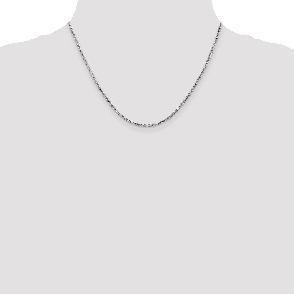 14K White Gold 2.2mm Forzantine Cable With Lobster Clasp Chain Necklace