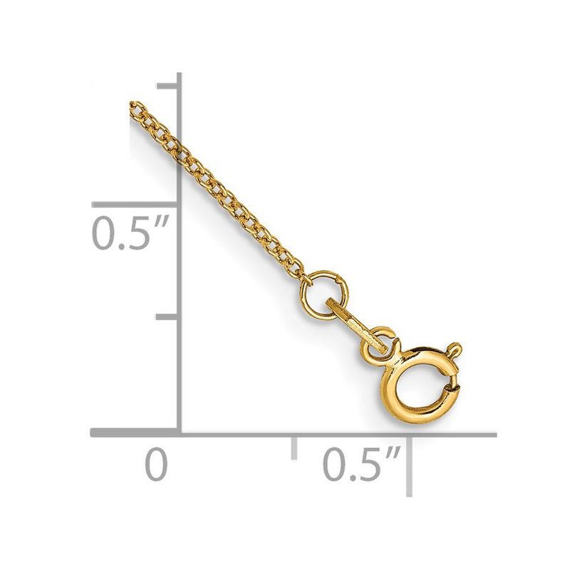 14K Yellow Gold .9mm Cable With Spring Ring Clasp Chain Anklet