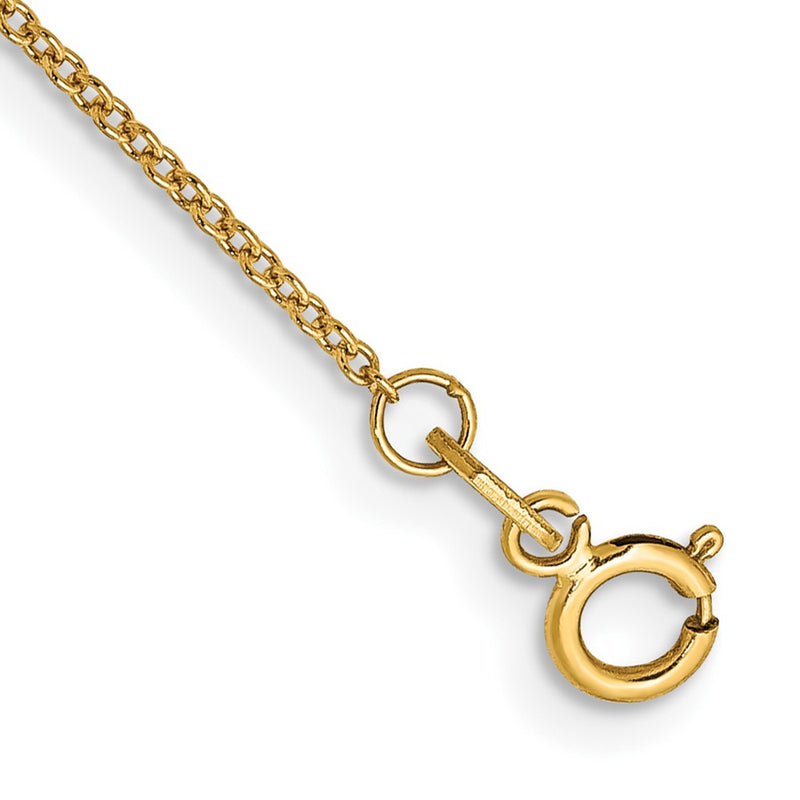 14K Yellow Gold .9mm Cable With Spring Ring Clasp Chain Anklet