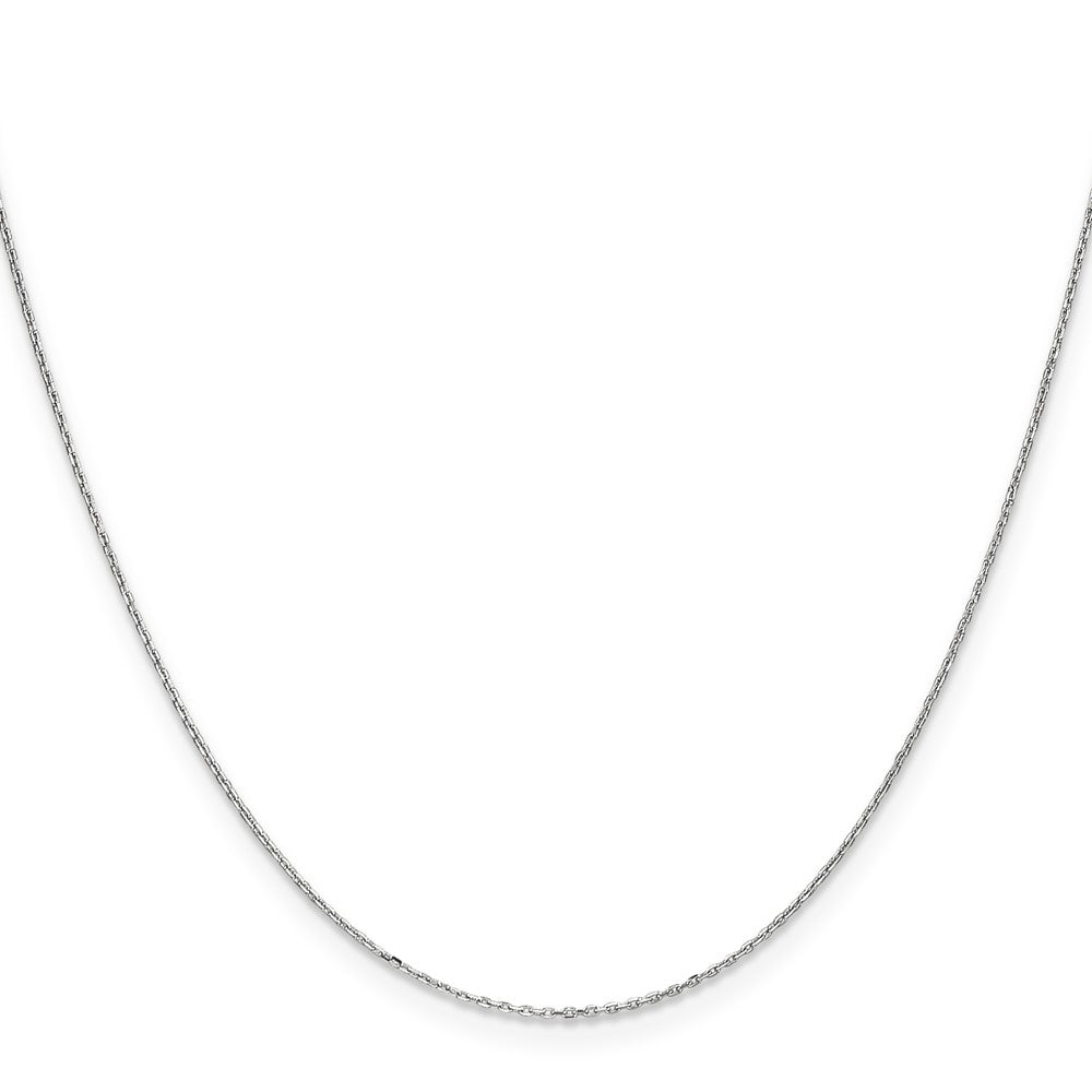 14K White Gold .8mm Diamond-Cut Cable With Spring Ring Clasp Chain Necklace