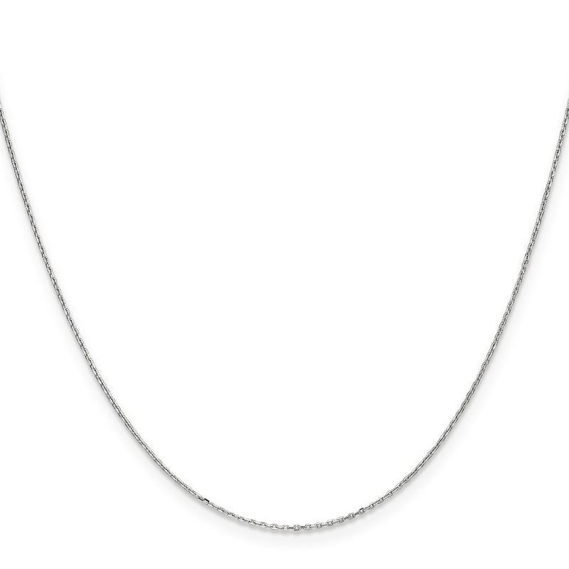 14K White Gold .8mm Diamond-Cut Cable With Spring Ring Clasp Chain Necklace
