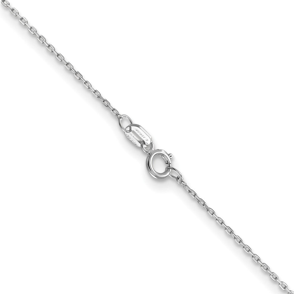 14K White Gold .8mm Diamond-Cut Cable With Spring Ring Clasp Chain Necklace