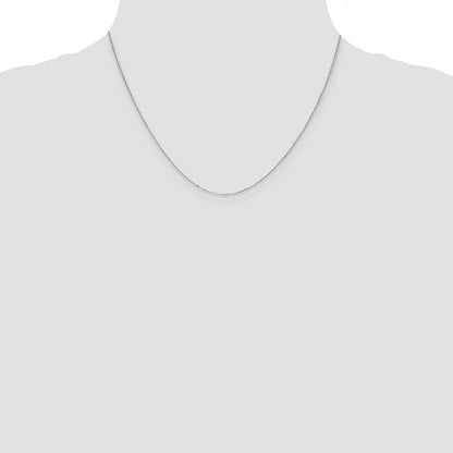 14K White Gold .8mm Diamond-Cut Cable With Spring Ring Clasp Chain Necklace