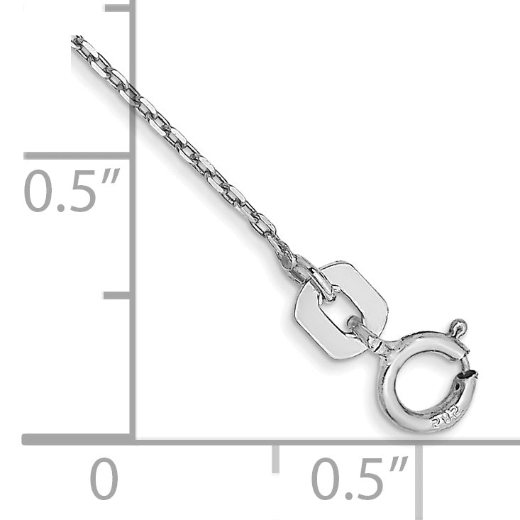 14K White Gold .8mm Diamond-Cut Cable With Spring Ring Clasp Chain Anklet
