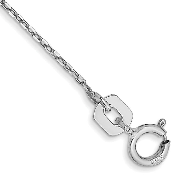 14K White Gold .8mm Diamond-Cut Cable With Spring Ring Clasp Chain Anklet