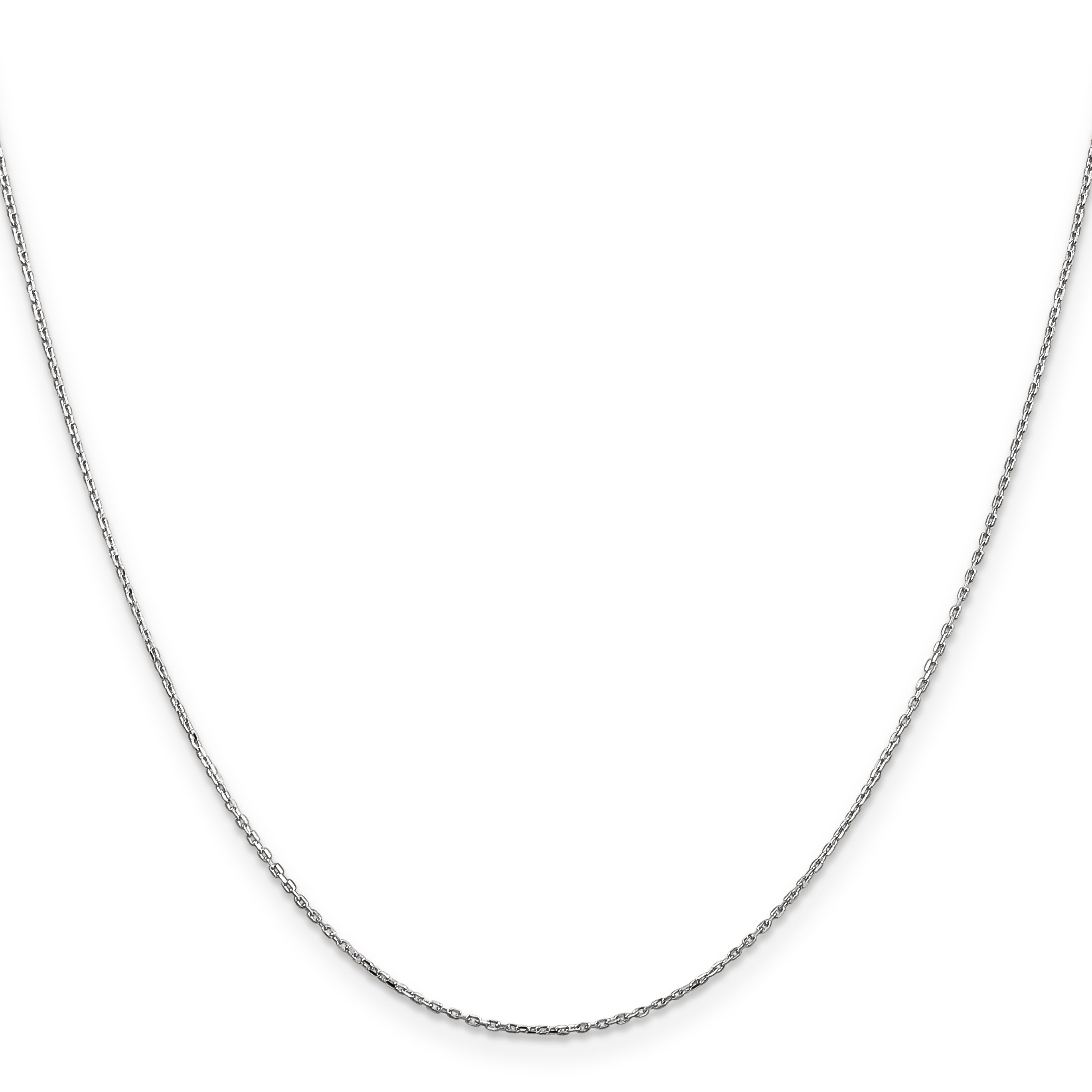 14K White Gold 14 Inch .8mm Diamond-Cut Cable With Lobster Clasp Chain