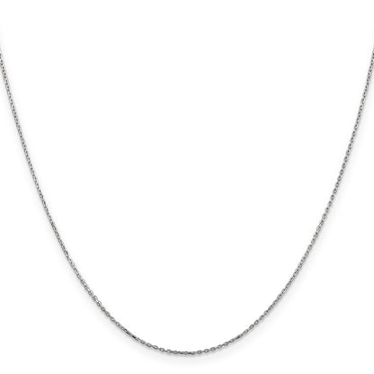 14K White Gold 14 Inch .8mm Diamond-Cut Cable With Lobster Clasp Chain