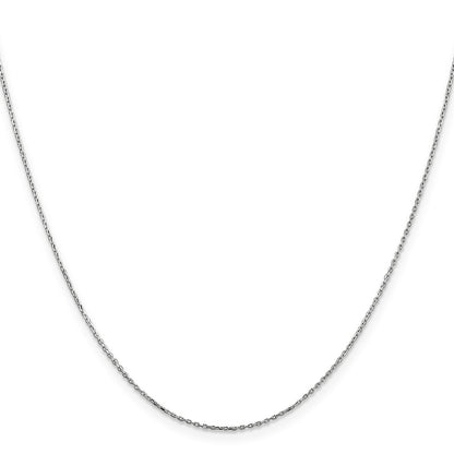 14K White Gold 30 Inch .8mm Diamond-Cut Cable With Lobster Clasp Chain Necklace