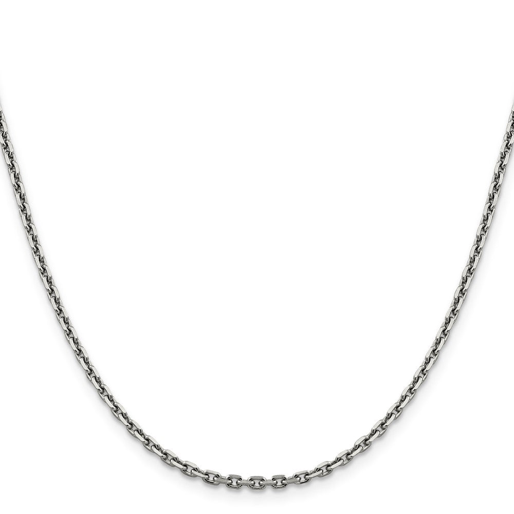 14K White Gold 2.5mm Diamond-Cut Cable With Lobster Clasp Chain Necklace