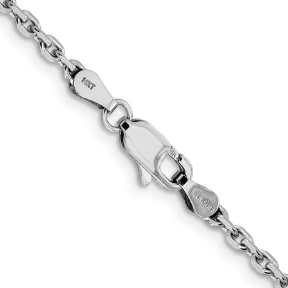 14K White Gold 2.5mm Diamond-Cut Cable With Lobster Clasp Chain Necklace