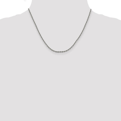 14K White Gold 2.5mm Diamond-Cut Cable With Lobster Clasp Chain Necklace