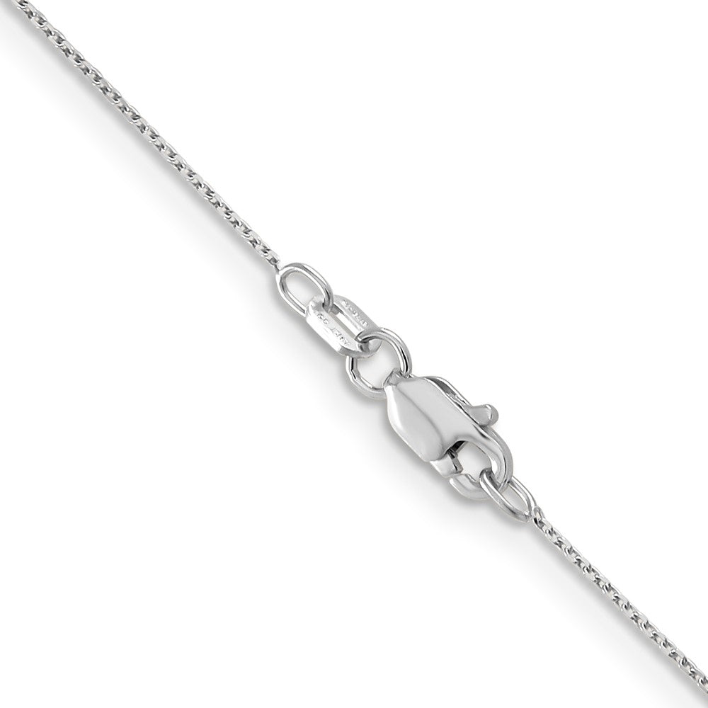 14K White Gold .65mm Diamond-Cut Round Open Link Cable With Lobster Clasp Chain Necklace