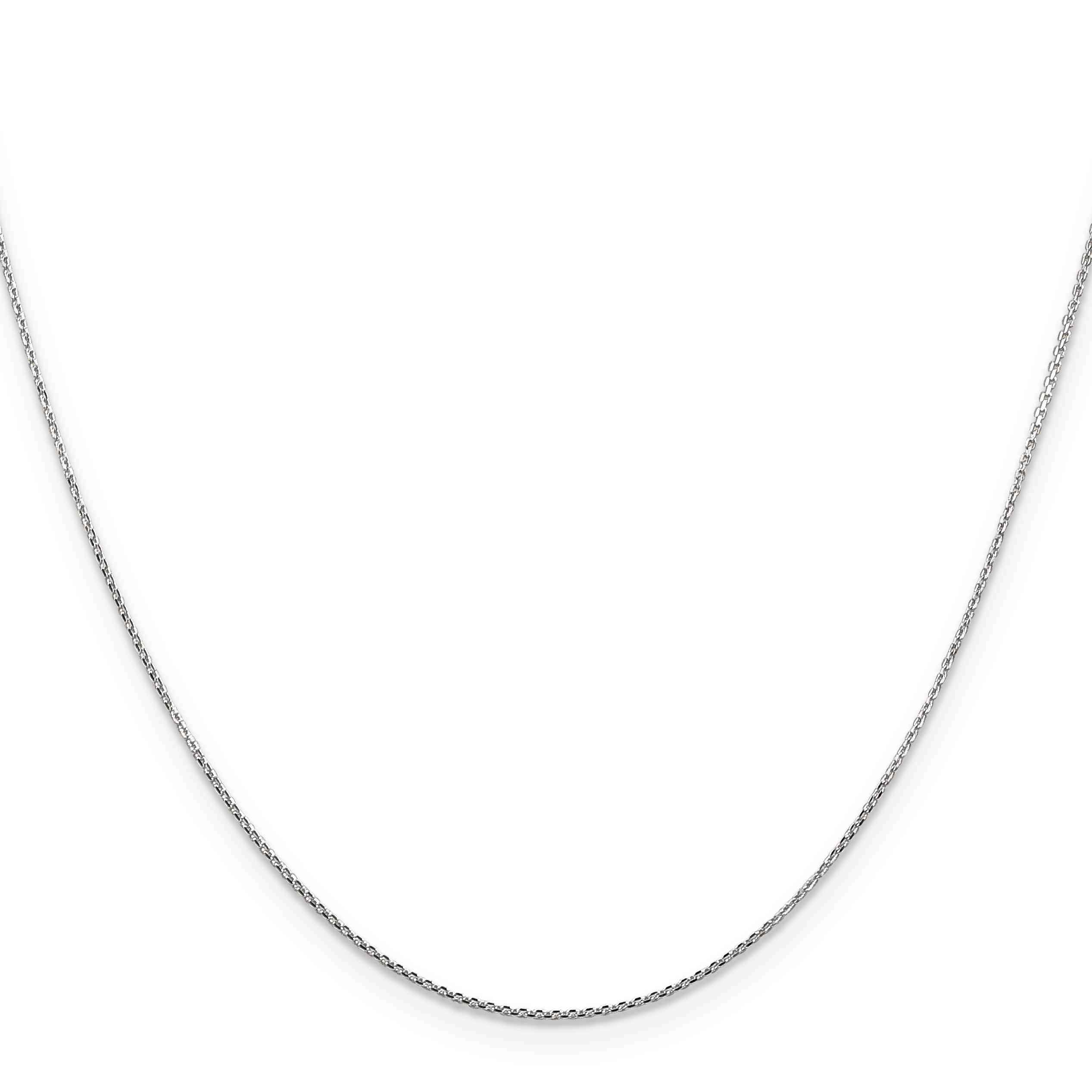 14K White Gold 14 Inch .8mm Diamond-Cut Round Open Link Cable With Lobster Clasp Chain