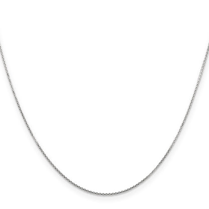 14K White Gold 14 Inch .8mm Diamond-Cut Round Open Link Cable With Lobster Clasp Chain