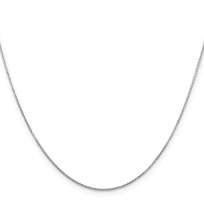 14K White Gold .8mm Diamond-Cut Round Open Link Cable With Lobster Clasp Chain Necklace