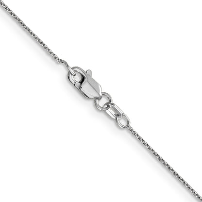 14K White Gold 14 Inch .8mm Diamond-Cut Round Open Link Cable With Lobster Clasp Chain