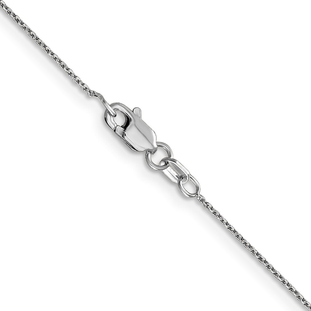14K White Gold .8mm Diamond-Cut Round Open Link Cable With Lobster Clasp Chain Necklace