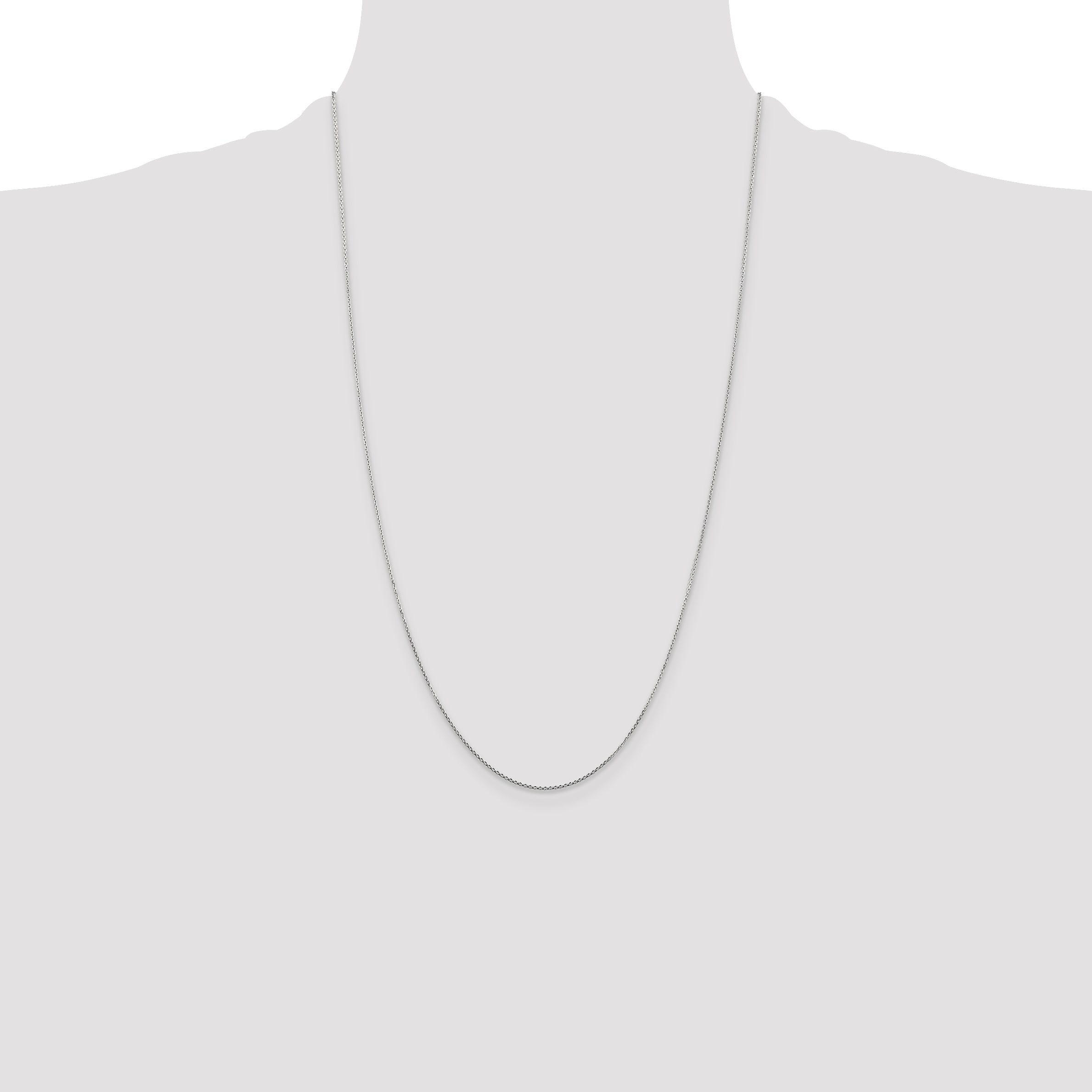 14K White Gold 26 Inch .8mm Diamond-Cut Round Open Link Cable With Lobster Clasp Chain