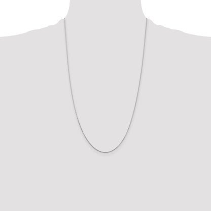 14K White Gold 26 Inch .8mm Diamond-Cut Round Open Link Cable With Lobster Clasp Chain