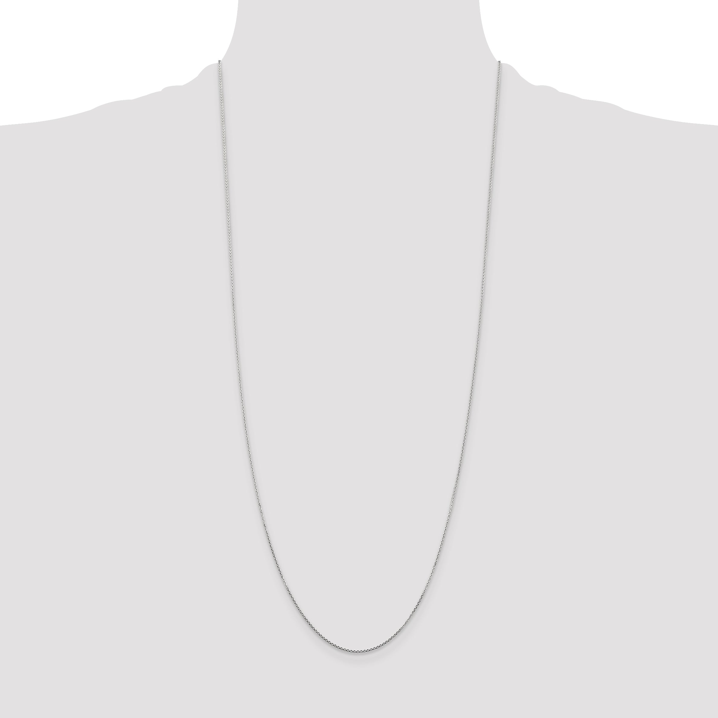 14K White Gold 30 Inch .8mm Diamond-Cut Round Open Link Cable With Lobster Clasp Chain
