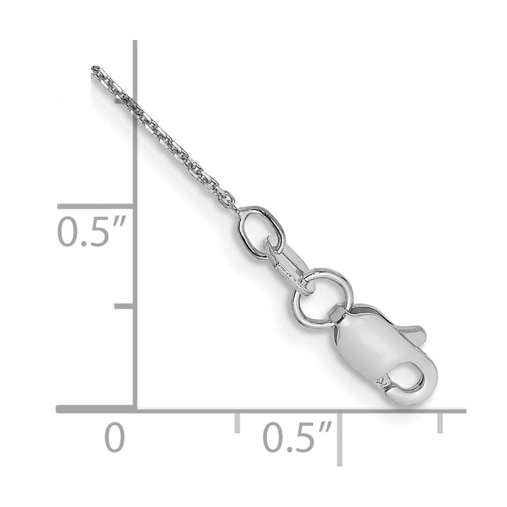 14K White Gold .8mm Diamond-Cut Round Open Link Cable With Lobster Clasp Chain Anklet