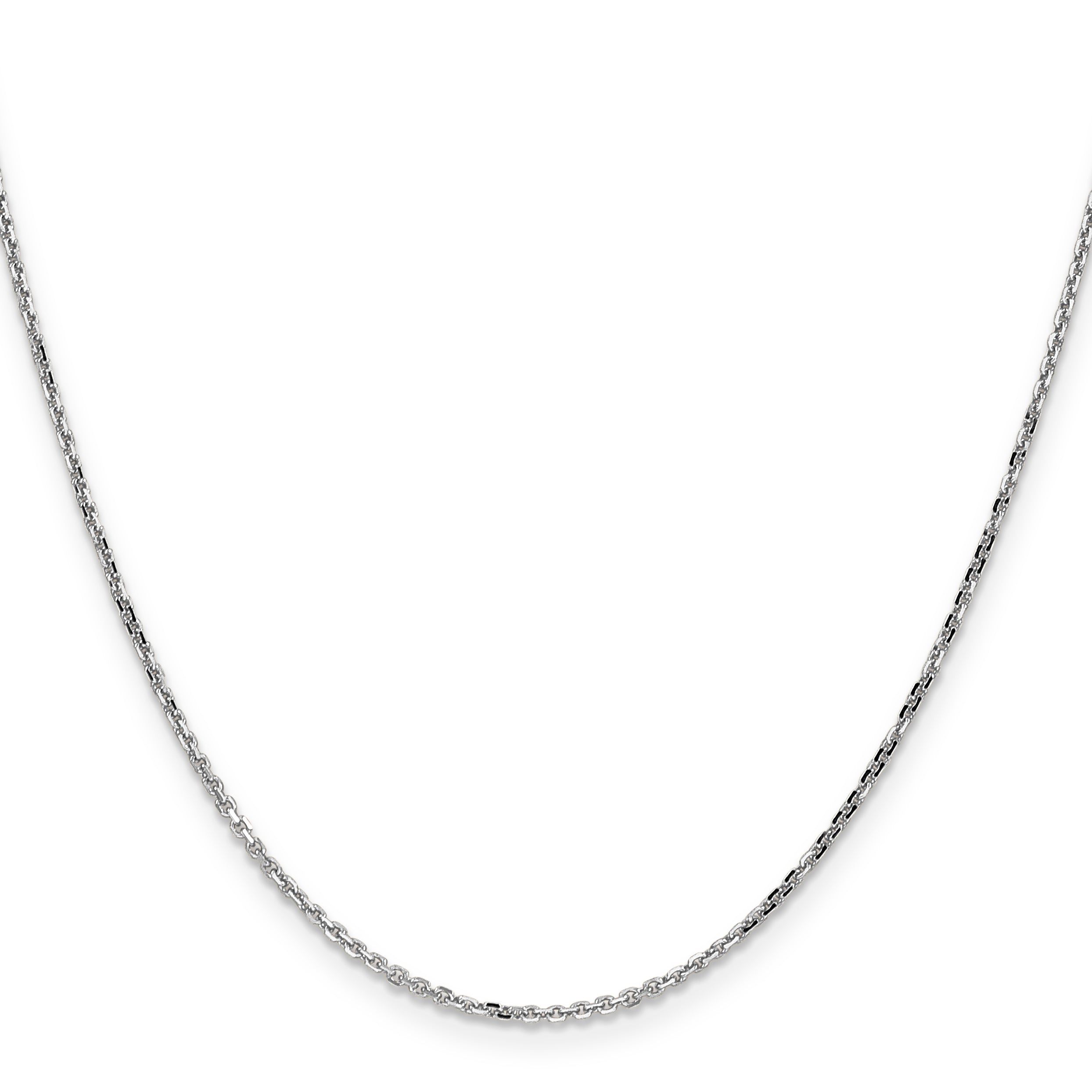 14K White Gold 14 Inch 1.4mm Diamond-Cut Round Open Link Cable With Lobster Clasp Chain