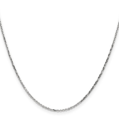 14K White Gold 30 Inch 1.4mm Diamond-Cut Round Open Link Cable With Lobster Clasp Chain