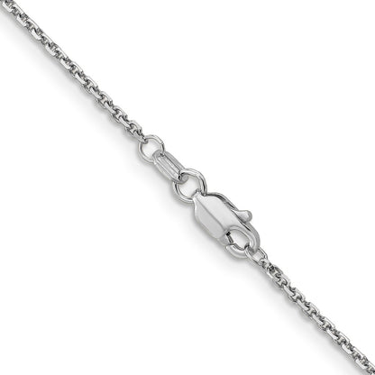 14K White Gold 1.4mm Diamond-Cut Round Open Link Cable With Lobster Clasp Chain Children's Necklace