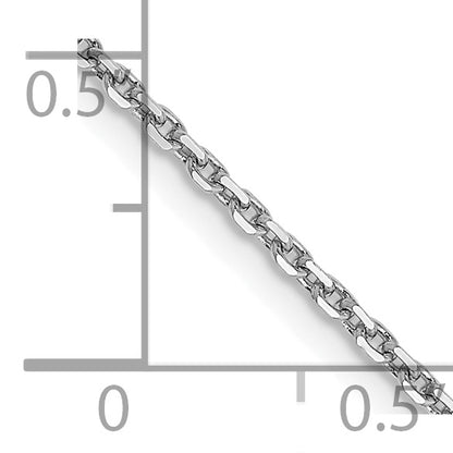 14K White Gold 14 Inch 1.4mm Diamond-Cut Round Open Link Cable With Lobster Clasp Chain