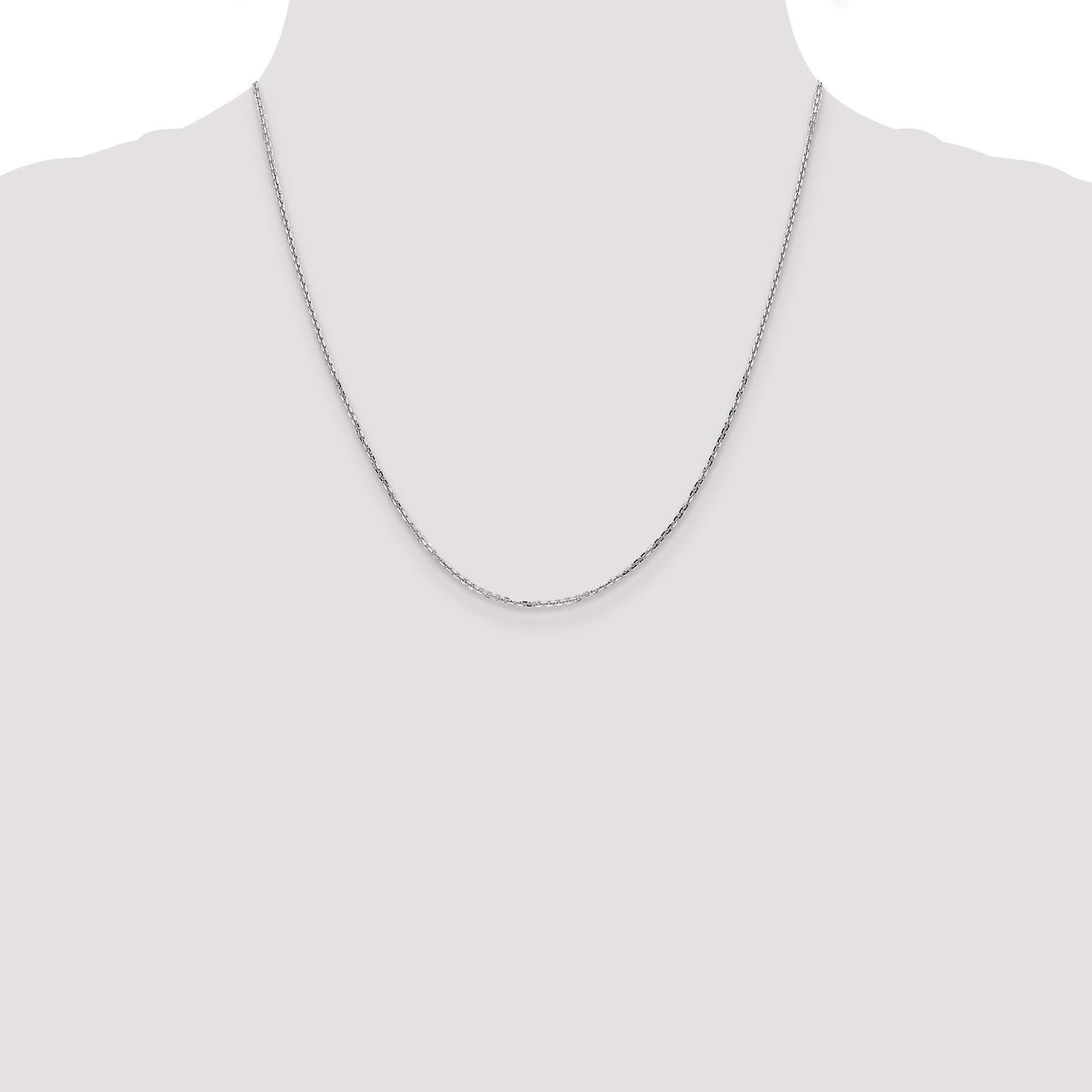 14K White Gold 20 Inch 1.4mm Diamond-Cut Round Open Link Cable With Lobster Clasp Chain
