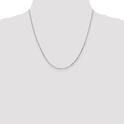 14K White Gold 20 Inch 1.4mm Diamond-Cut Round Open Link Cable With Lobster Clasp Chain