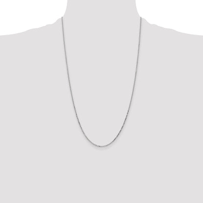 14K White Gold 26 Inch 1.4mm Diamond-Cut Round Open Link Cable With Lobster Clasp Chain