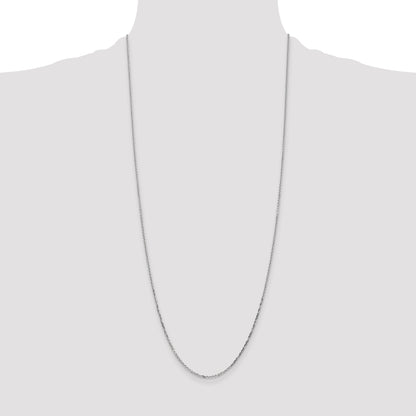 14K White Gold 30 Inch 1.4mm Diamond-Cut Round Open Link Cable With Lobster Clasp Chain