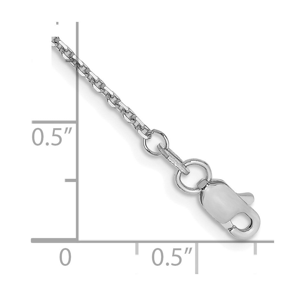 14K White Gold 1.4mm Diamond-Cut Round Open Link Cable With Lobster Clasp Chain Anklet