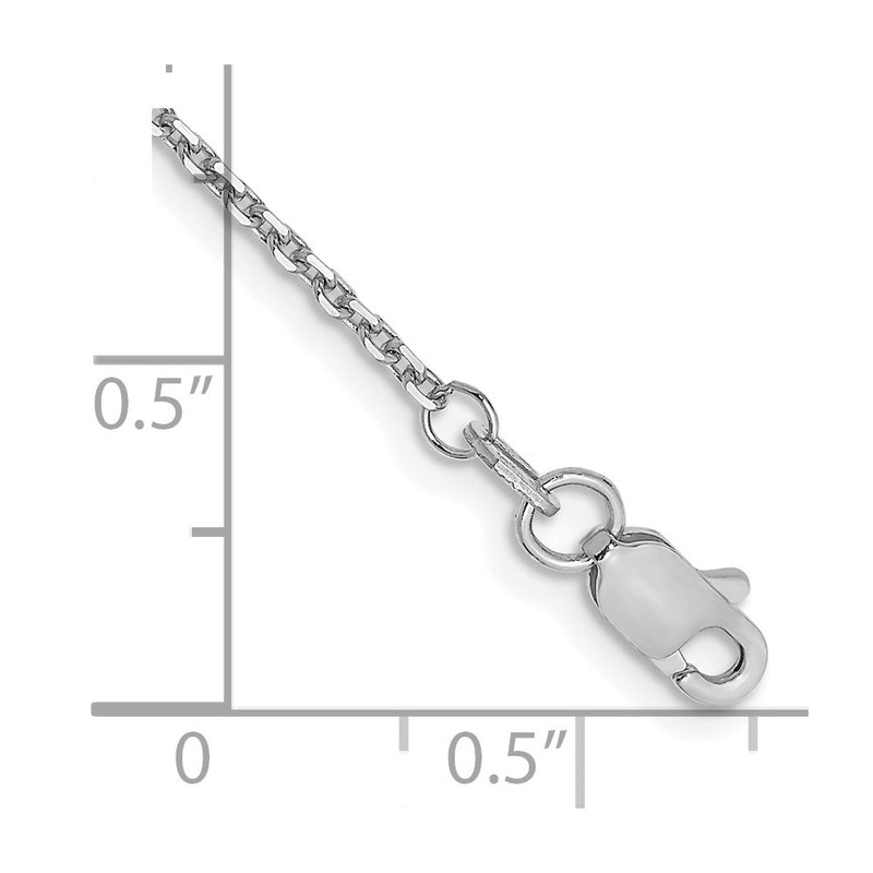 14K White Gold 1.4mm Diamond-Cut Round Open Link Cable With Lobster Clasp Chain Anklet