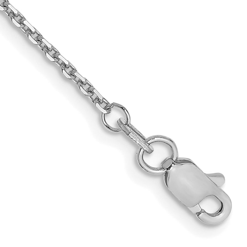 14K White Gold 1.4mm Diamond-Cut Round Open Link Cable With Lobster Clasp Chain Anklet
