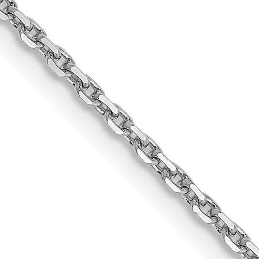 14K White Gold 14 Inch 1.4mm Diamond-Cut Round Open Link Cable With Lobster Clasp Chain