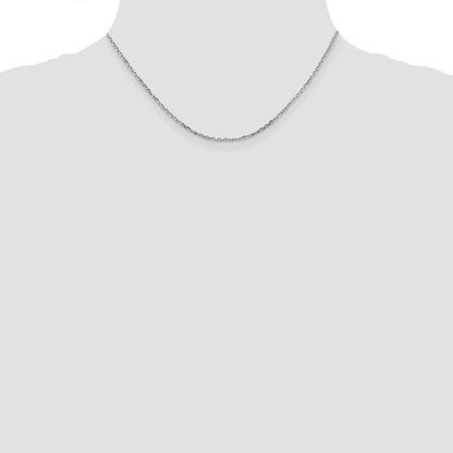 14K White Gold 16 Inch 1.8mm Diamond-Cut Round Open Link Cable With Lobster Clasp Chain