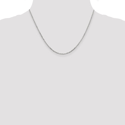 14K White Gold 18 Inch 1.8mm Diamond-Cut Round Open Link Cable With Lobster Clasp Chain