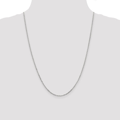 14K White Gold 24 Inch 1.8mm Diamond-Cut Round Open Link Cable With Lobster Clasp Chain