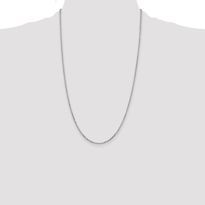 14K White Gold 26 Inch 1.8mm Diamond-Cut Round Open Link Cable With Lobster Clasp Chain
