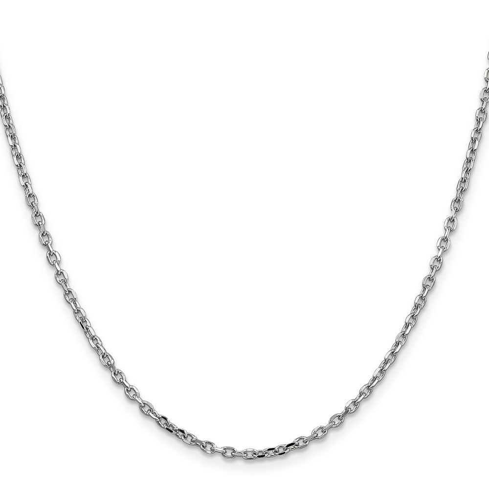 14K White Gold 2.2mm Diamond-Cut Round Open Link Cable With Lobster Clasp Chain Necklace