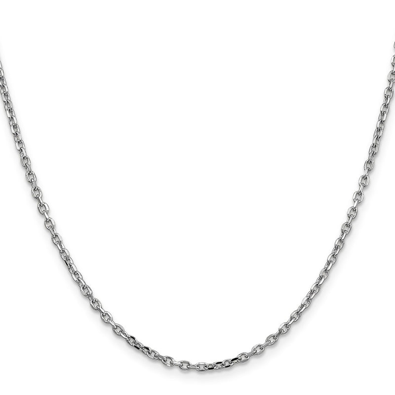 14K White Gold 2.2mm Diamond-Cut Round Open Link Cable With Lobster Clasp Chain Necklace