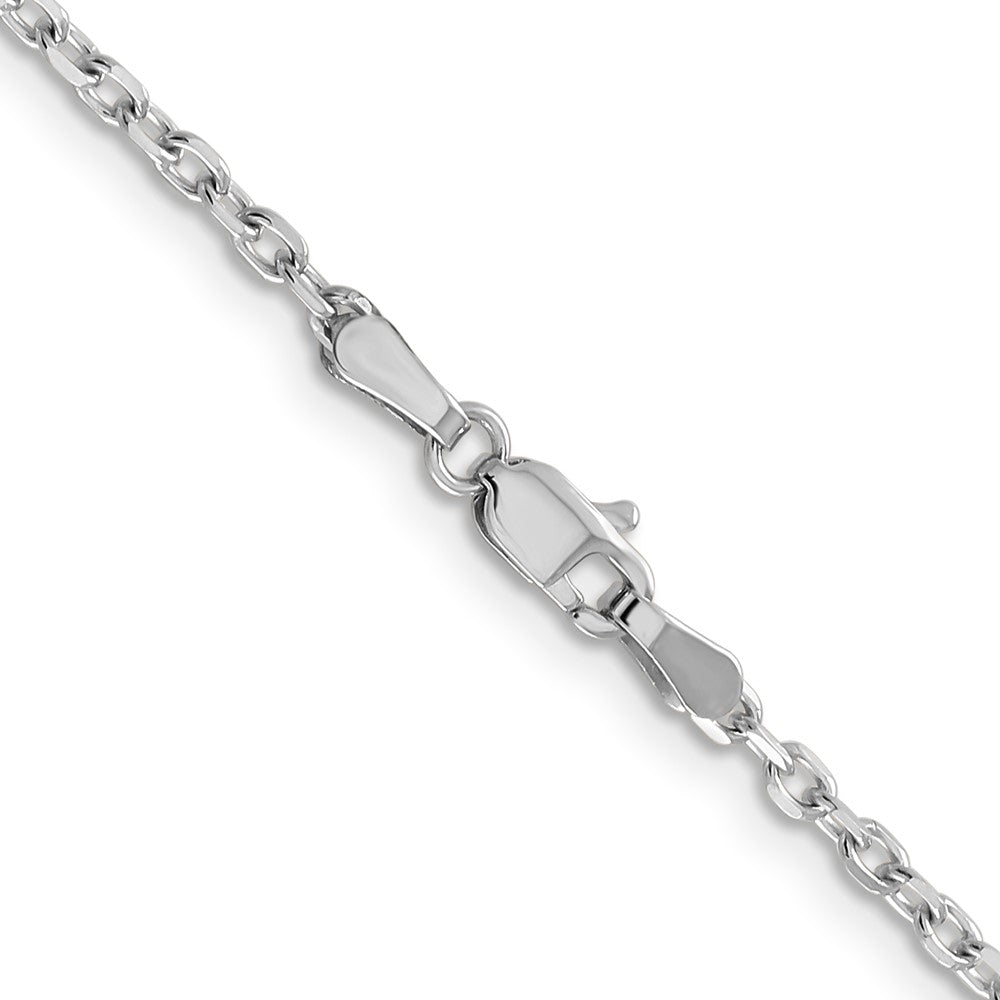 14K White Gold 2.2mm Diamond-Cut Round Open Link Cable With Lobster Clasp Chain Necklace