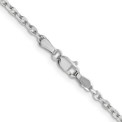 14K White Gold 2.2mm Diamond-Cut Round Open Link Cable With Lobster Clasp Chain Necklace