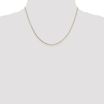 14K Yellow Gold .7mm Box With Spring Ring Clasp Chain Necklace